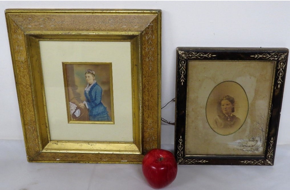 TWO AESTHETIC PERIOD HAND COLORED