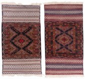 TWO AFGHAN BELOUCHI RUGS: 2'11