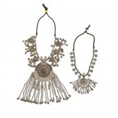 TWO AFGHAN SILVERED METAL AND