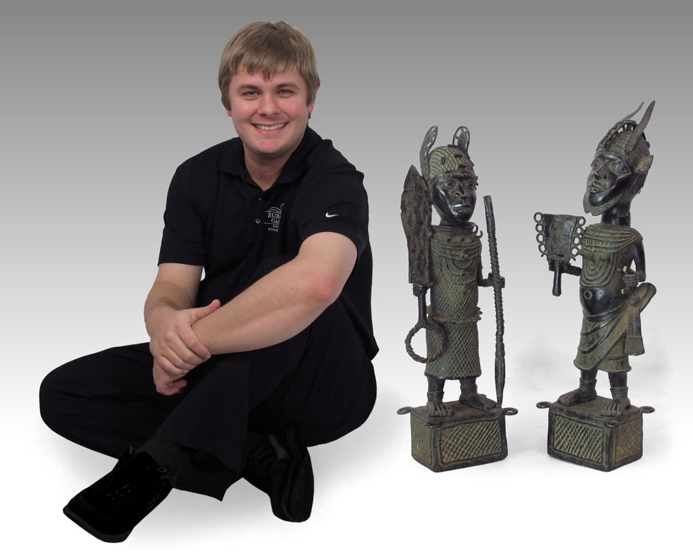 TWO AFRICAN BRONZE WARRIOR