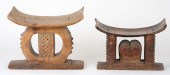 TWO AFRICAN CARVED WOOD ASHANT
