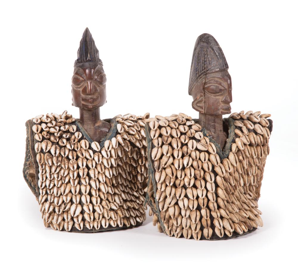 TWO AFRICAN CARVED WOOD IBEJI