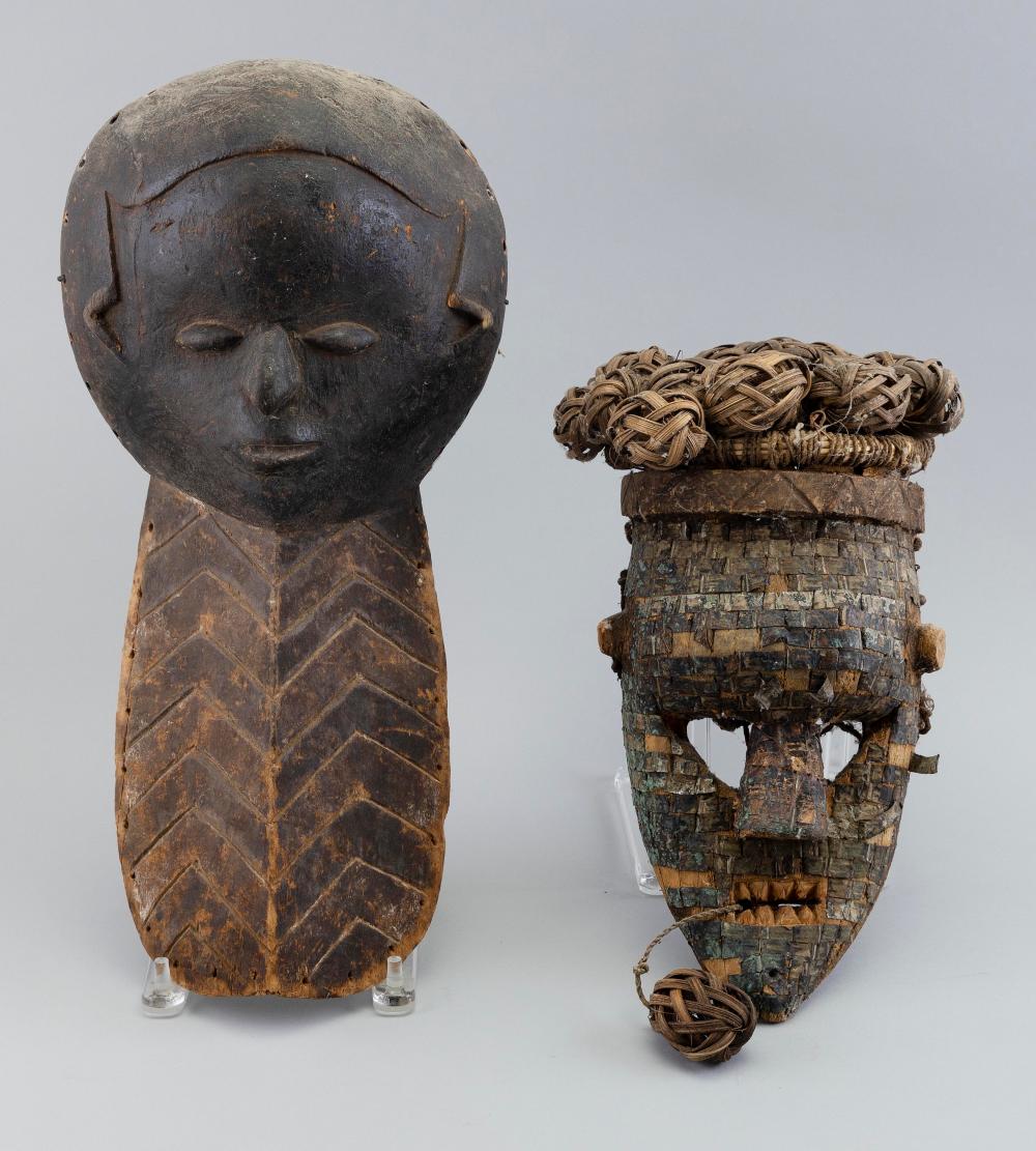 TWO AFRICAN CARVED WOOD MASKS