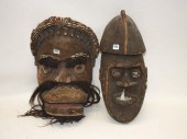 TWO AFRICAN CARVED WOOD MASKS: