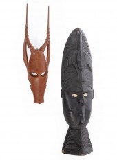 TWO AFRICAN CARVED WOOD MASKST