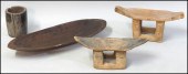 TWO AFRICAN CARVED WOOD STOOLS