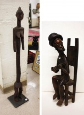 TWO AFRICAN CARVED WOOD TRIBAL
