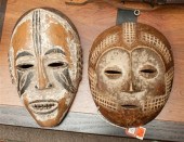 Two African carved wooden mask