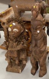 TWO AFRICAN CARVED WOODEN SCUL