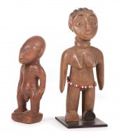 TWO AFRICAN CAVED WOOD MEMORIA