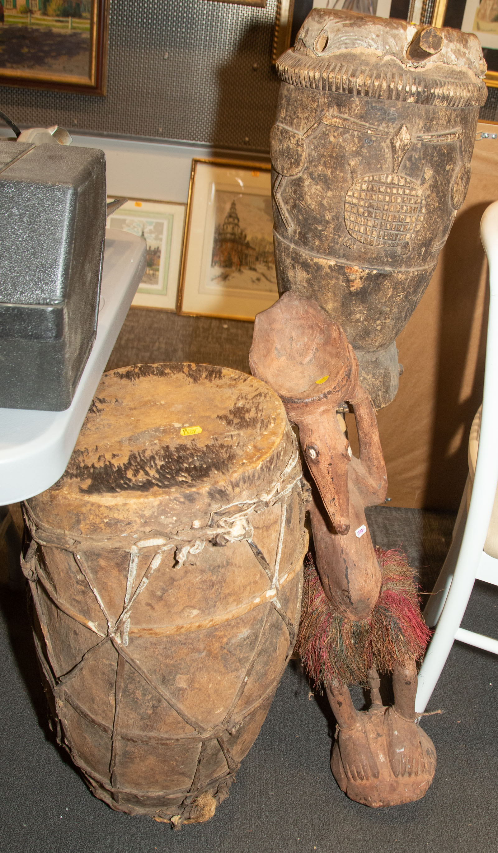 TWO AFRICAN DRUMS; SOUTH SEAS