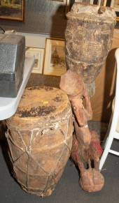 TWO AFRICAN DRUMS; SOUTH SEAS