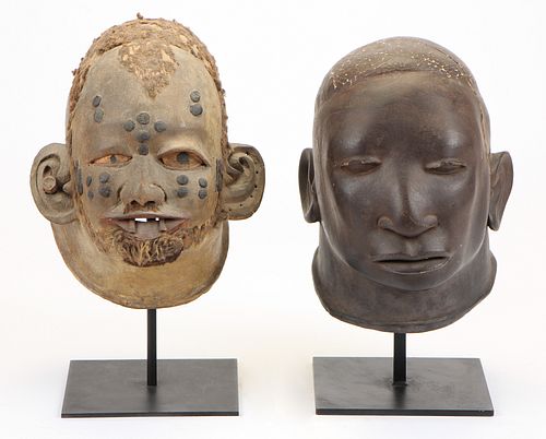 TWO AFRICAN MAKONDE HELMET MASKSTwo