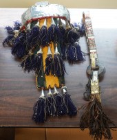 TWO AFRICAN METAL AND CLOTH HO