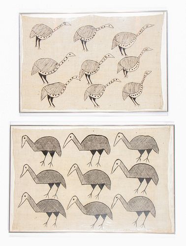 TWO AFRICAN SENUFO FAMED MUD