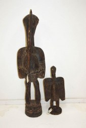 TWO AFRICAN SENUFO SEJEN (BIRD