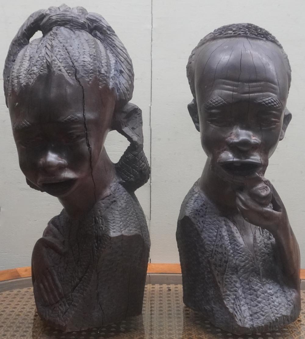 TWO AFRICAN STYLE CARVED WOOD