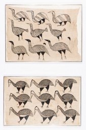 TWO AFRICAN TEXTILES WITH BIRD