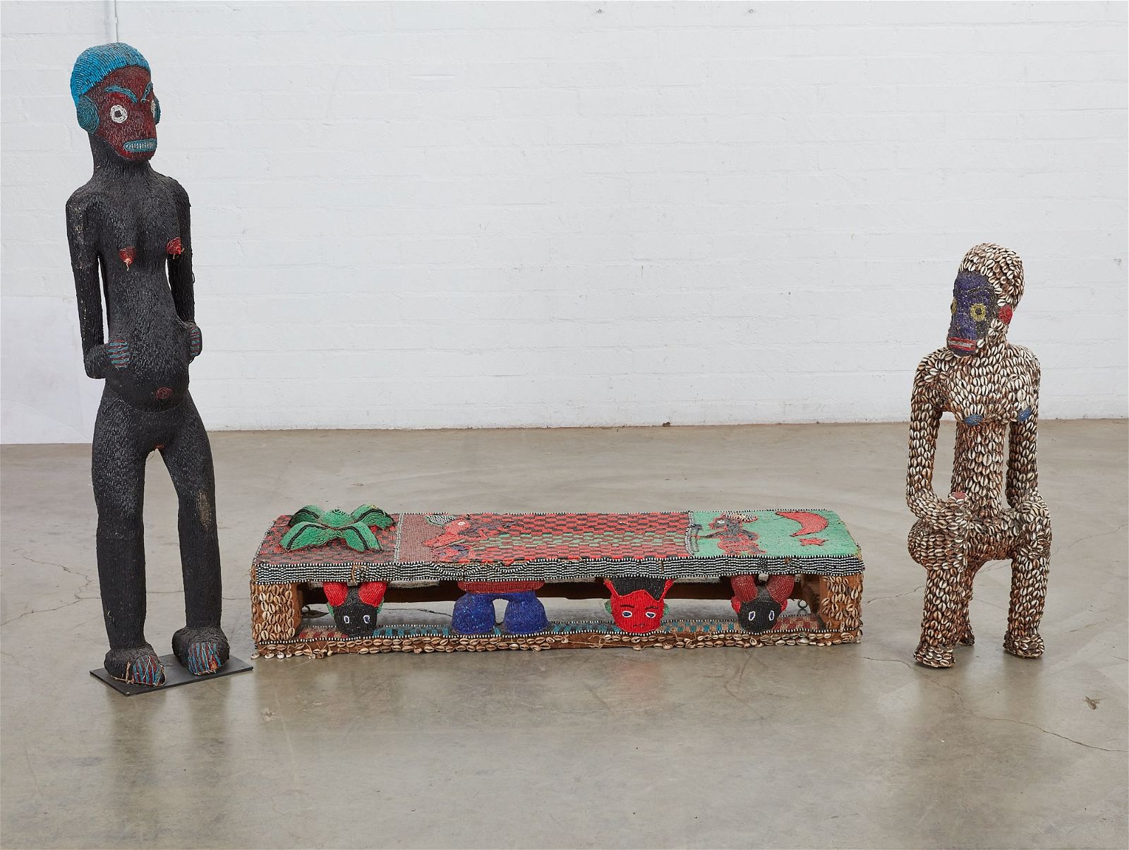 TWO AFRICAN TRIBAL BEADED