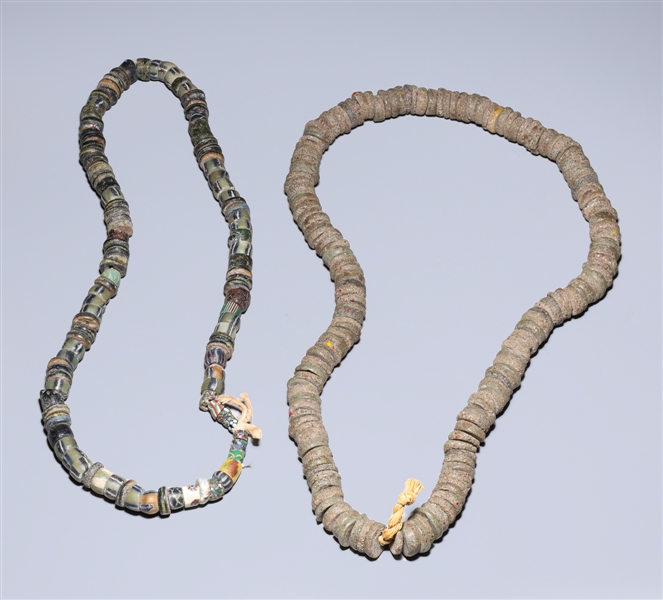 Two African tribal ceramic beaded