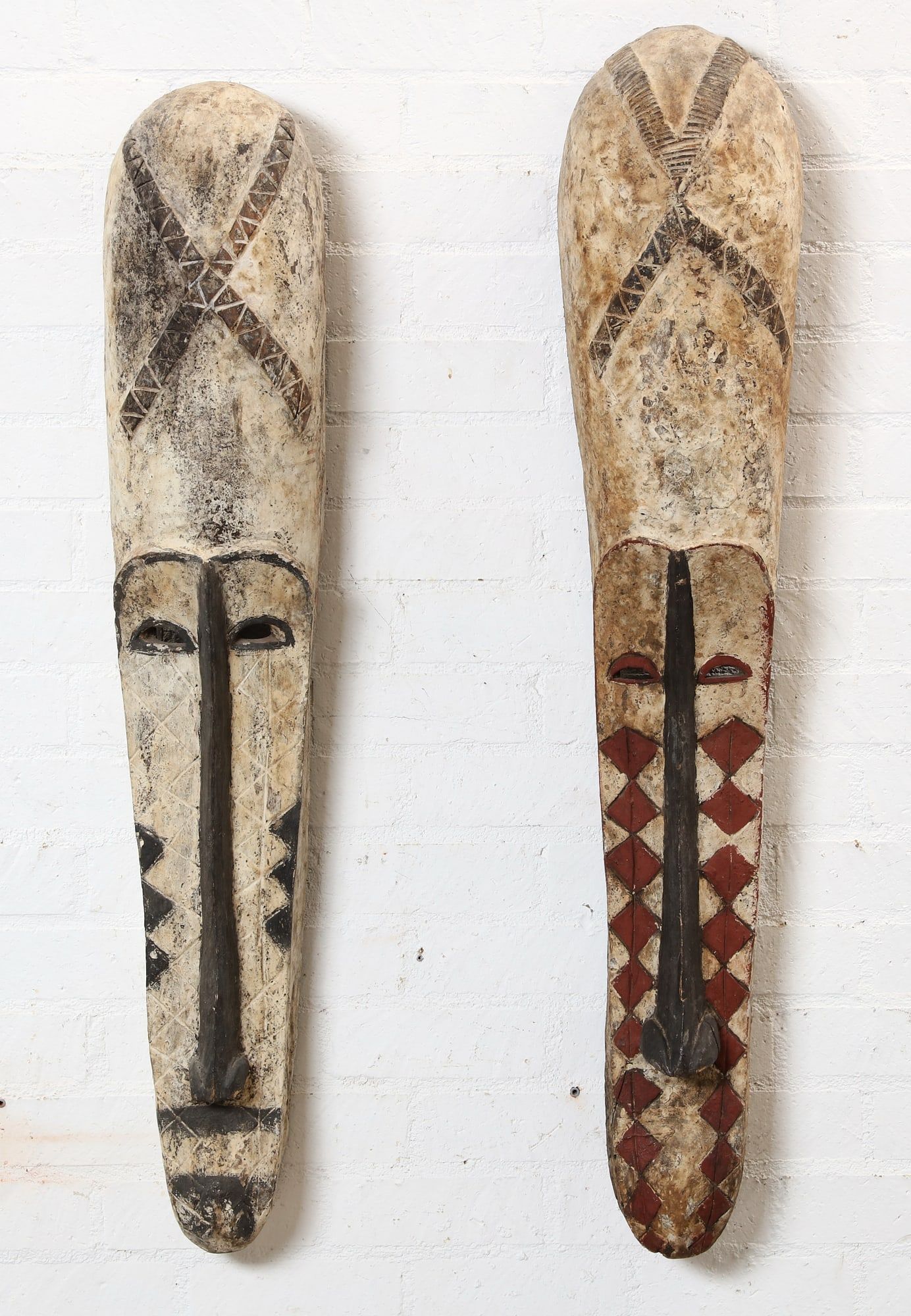 TWO AFRICAN TRIBAL ELONGATED