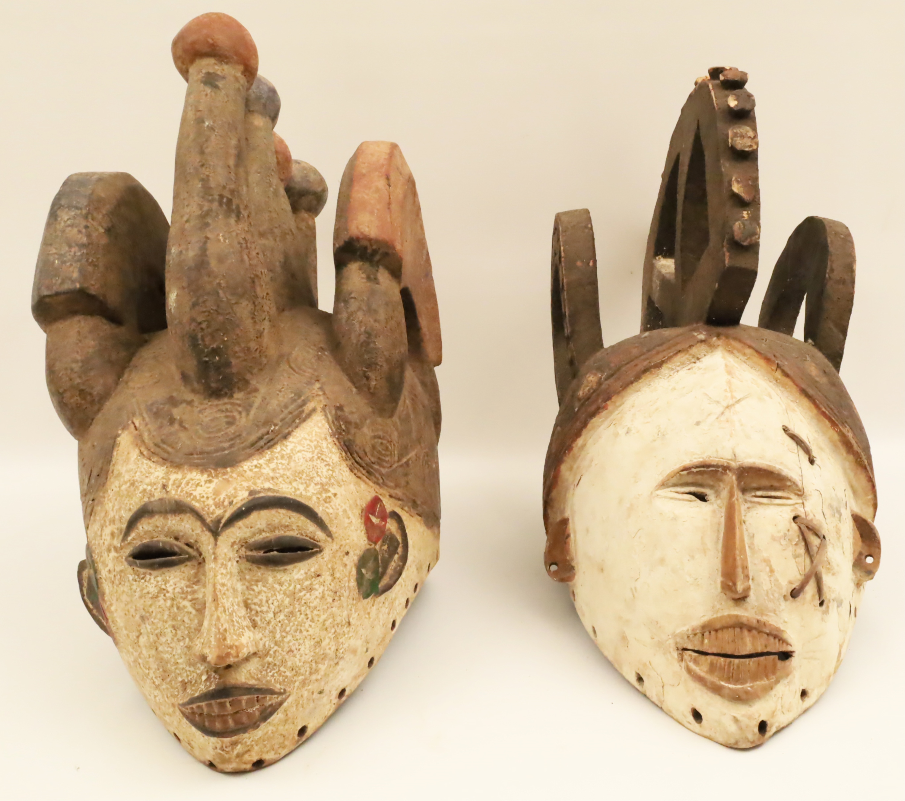 TWO AFRICAN TRIBAL MASKS Both