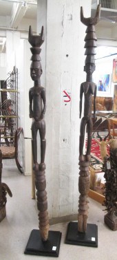 TWO AFRICAN TRIBAL WOOD POST F
