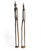 TWO AFRICAN UGANDAN CARVED WOO