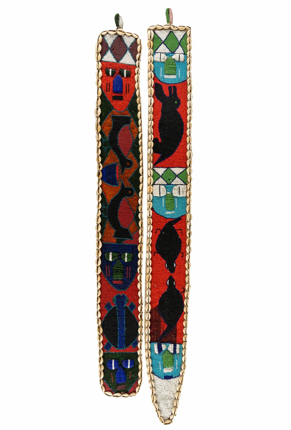 TWO AFRICAN YORUBA BEADED DIVINER