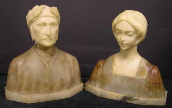 Two alabaster busts of Beatrice and