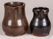 TWO ALBANY SLIP STONEWARE PITC