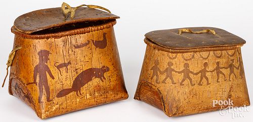 TWO ALGONQUIN BIRCH BARK MOCUCK