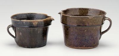 Two alkaline glaze batter pitchers,