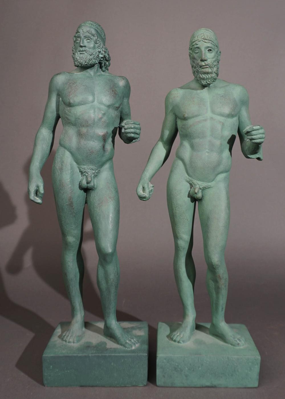 TWO ALVA STUDIOS GREEN PAINTED WOOD