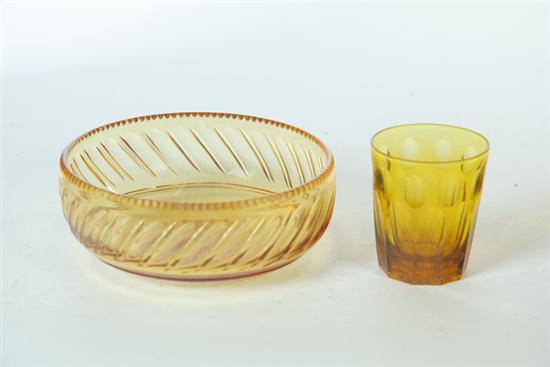 ***TWO AMBER GLASS ITEMS. 