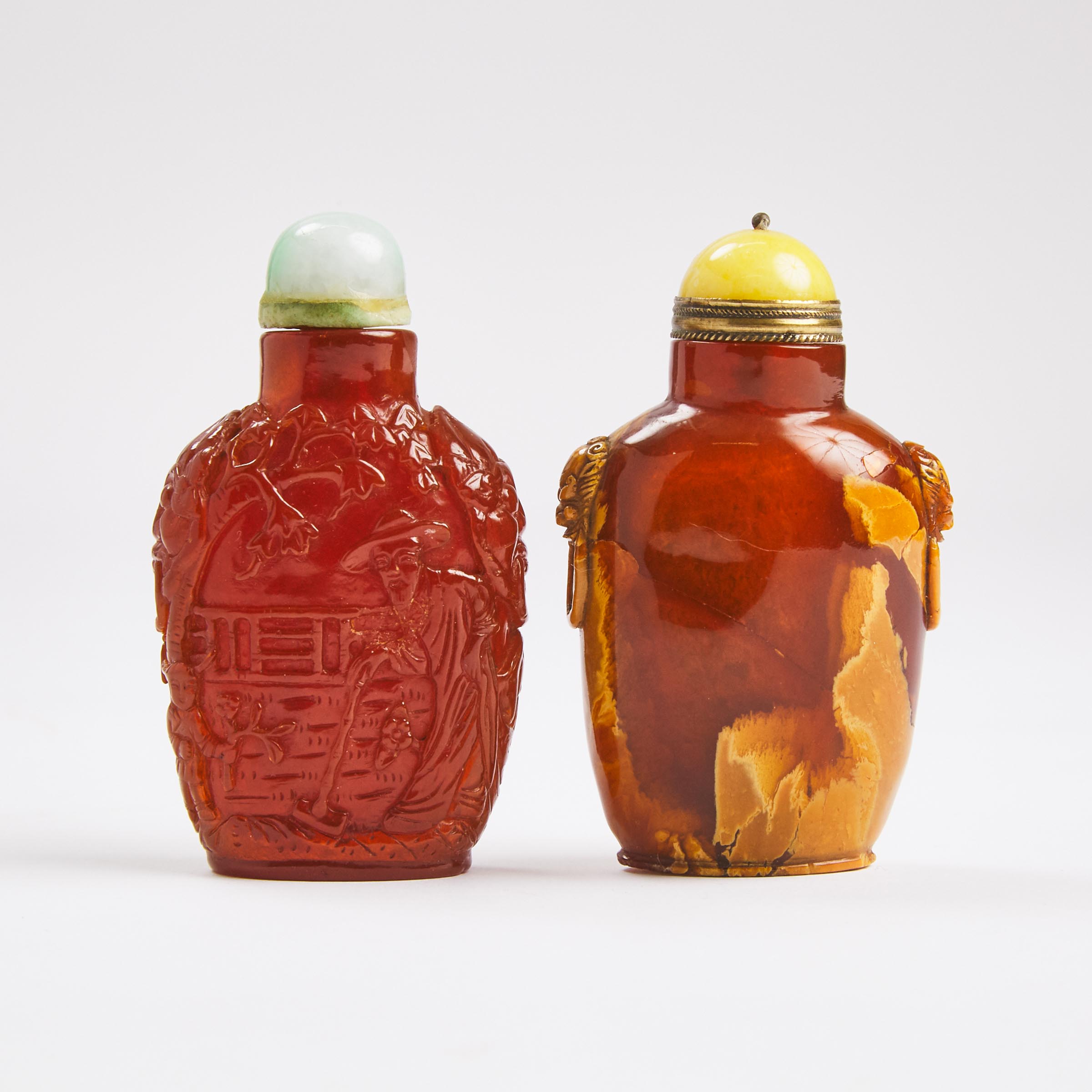 Two Amber Snuff Bottles, 19th