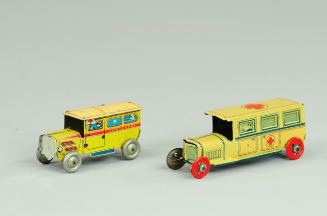 TWO AMBULANCE VAN PENNY TOYS Both