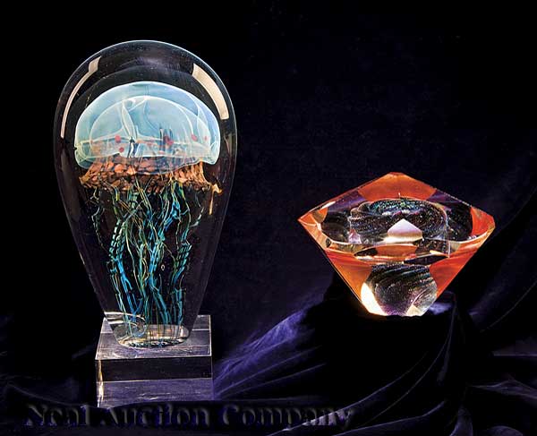 Two American Art Moderne Glass