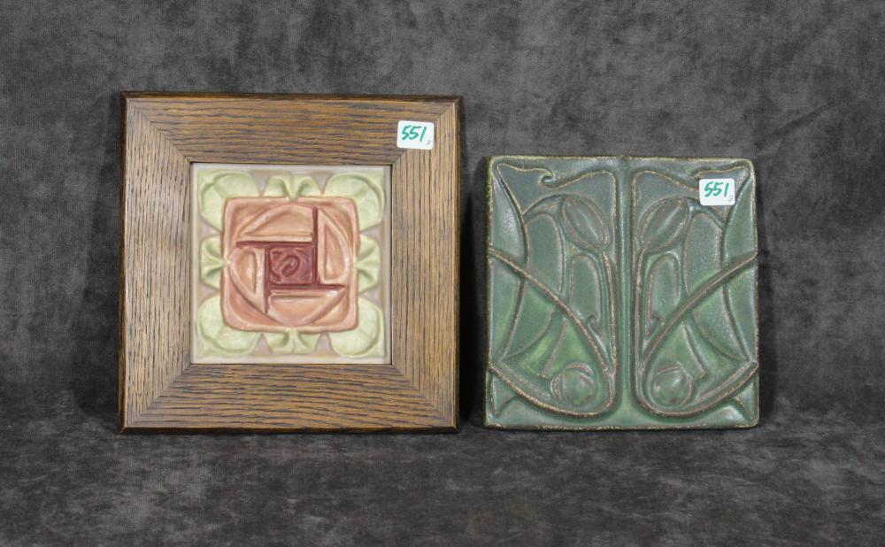 TWO AMERICAN ART POTTERY TILESTWO