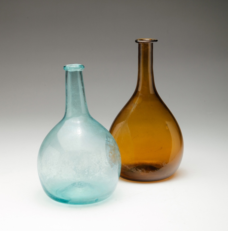TWO AMERICAN BLOWN GLASS BOTTLES.