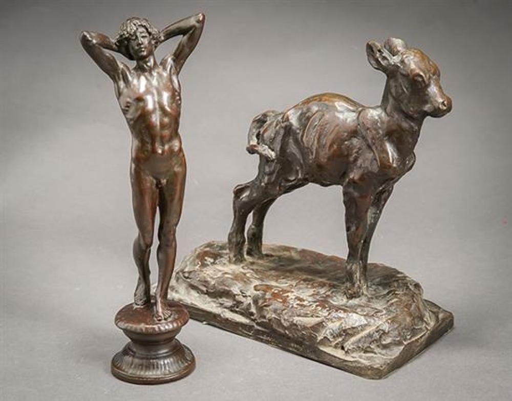 TWO AMERICAN BRONZE FIGURES OF