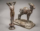 TWO AMERICAN BRONZE FIGURES OF