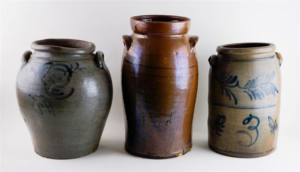 TWO AMERICAN COBALT SALT GLAZED
