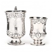 TWO AMERICAN COIN SILVER CUPS