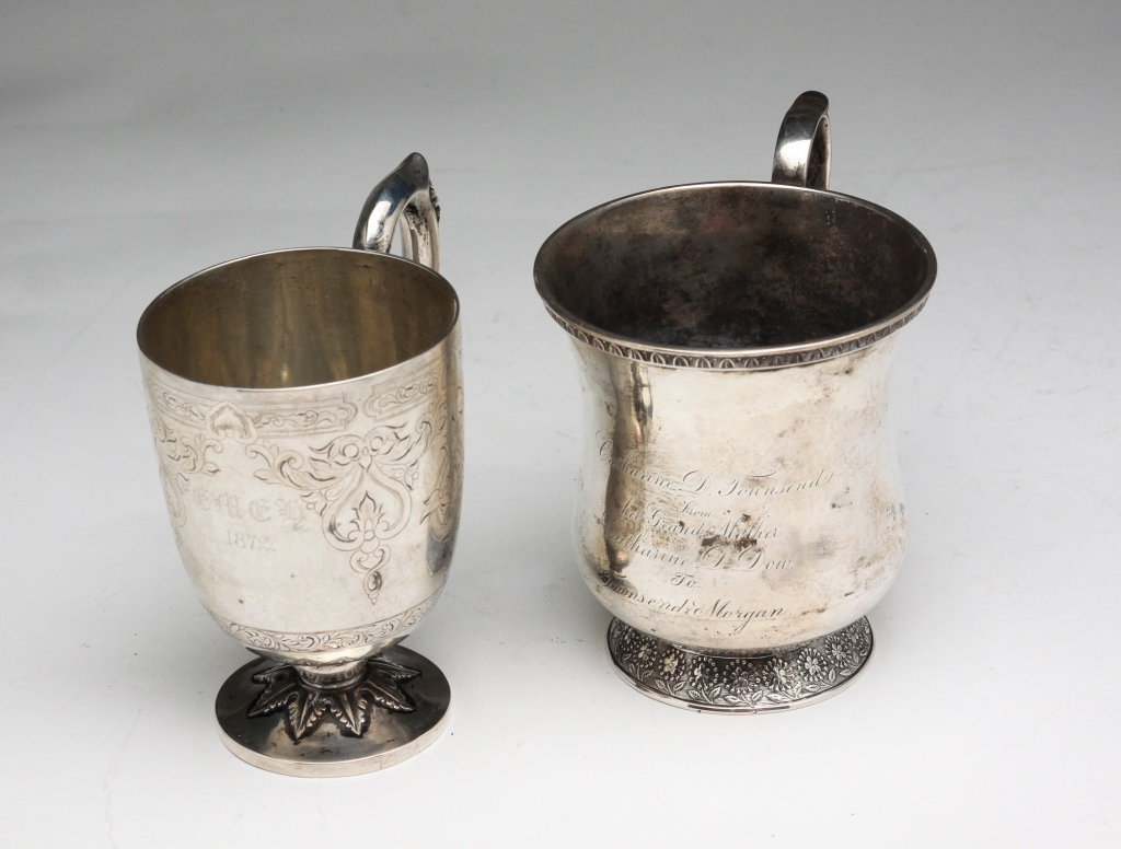 TWO AMERICAN COIN SILVER CUPS.