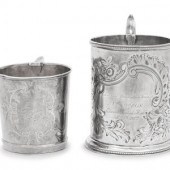 Two American Coin Silver Mugs
