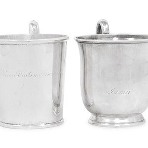 Two American Coin Silver Mugs