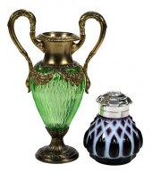 TWO AMERICAN COLORED GLASS TAB