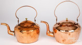 TWO AMERICAN COPPER KETTLES, 1