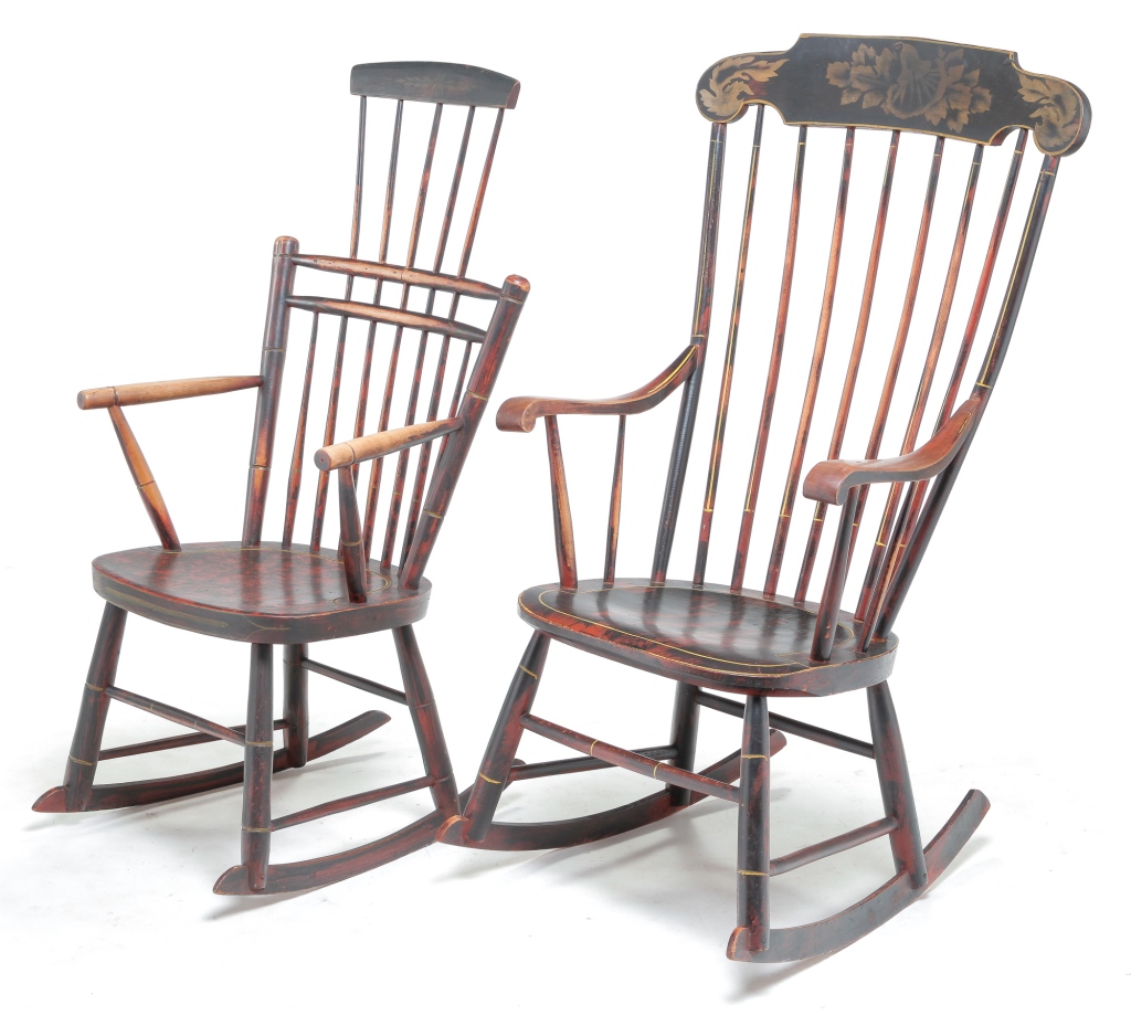 TWO AMERICAN DECORATED ROCKING